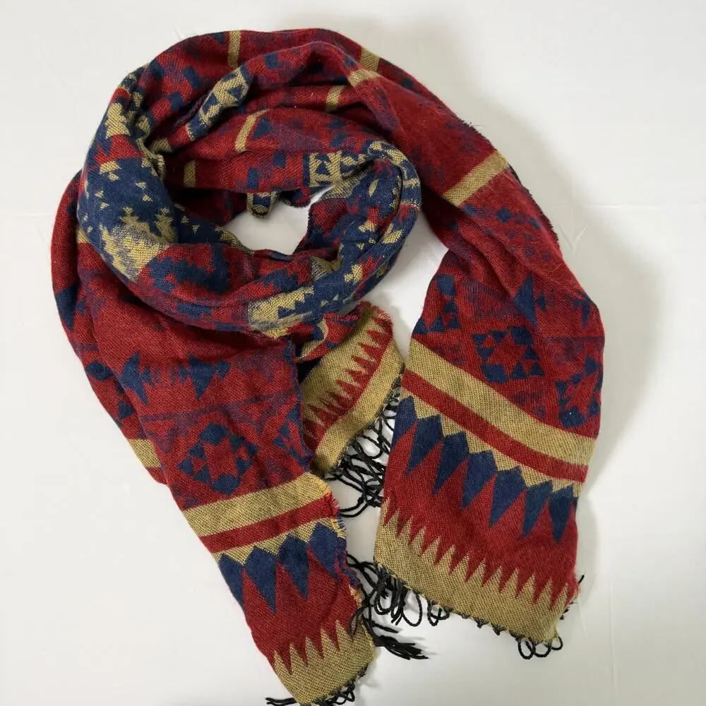 Southwestern Aztec Print Blanket Scarf / Shawl
